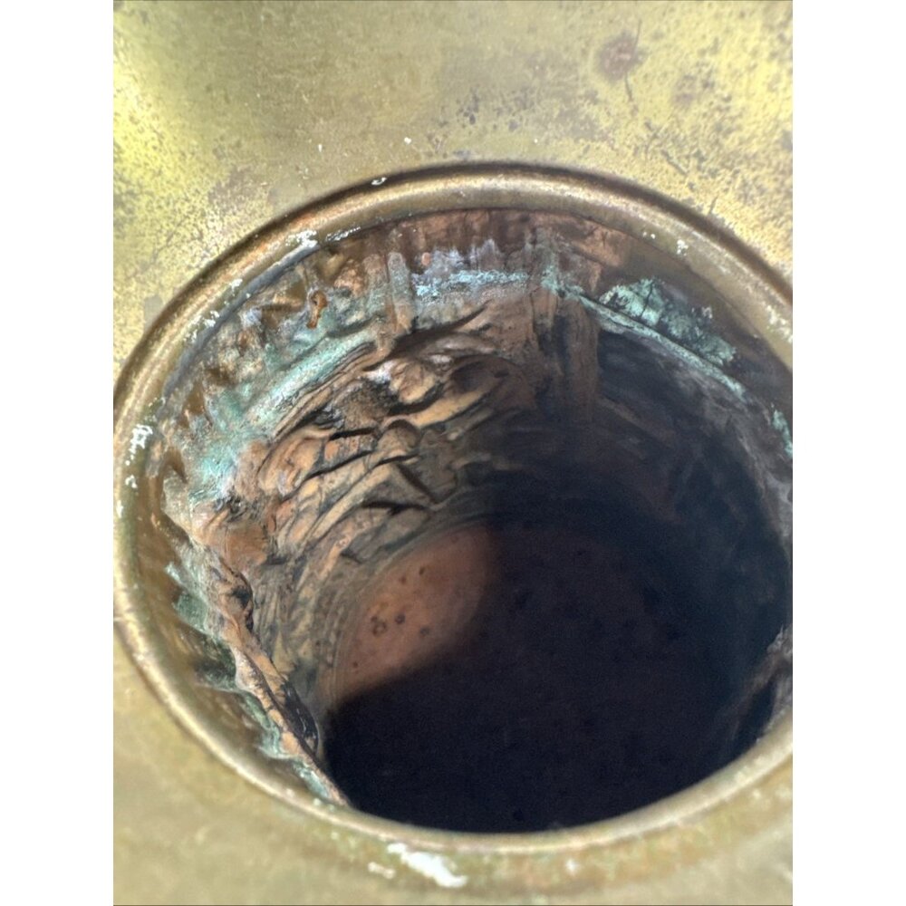 Vintage Brass Embossed Pub Scene Pitcher Jug Art Deco England 10" Estate Sale - Picture 13 of 14